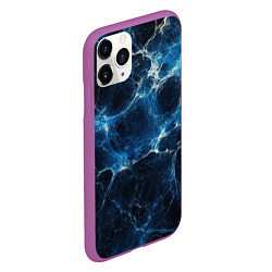 Чехол iPhone 11 Pro матовый Черно-синяя шершавая текстура, цвет: 3D-фиолетовый — фото 2