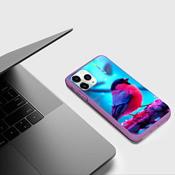 Чехол iPhone 11 Pro матовый Розовый снегирь, цвет: 3D-фиолетовый — фото 2