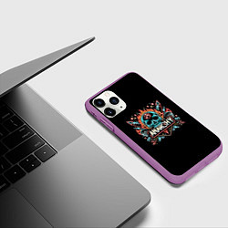 Чехол iPhone 11 Pro матовый Анархия - черепа, цвет: 3D-фиолетовый — фото 2