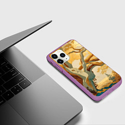 Чехол iPhone 11 Pro матовый Дерево в японском стиле, цвет: 3D-фиолетовый — фото 2