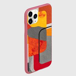 Чехол iPhone 11 Pro матовый Абстракция с желтым и оранжевым, цвет: 3D-малиновый — фото 2