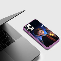 Чехол iPhone 11 Pro матовый Гарри Поттер и кометы, цвет: 3D-фиолетовый — фото 2