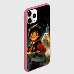 Чехол iPhone 11 Pro матовый Гарри Поттер на фоне замка, цвет: 3D-малиновый — фото 2