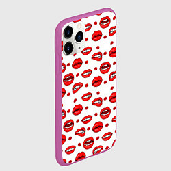 Чехол iPhone 11 Pro матовый Губной паттерн, цвет: 3D-фиолетовый — фото 2