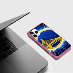 Чехол iPhone 11 Pro матовый Голден Стэйт Уорриорз логотип, цвет: 3D-малиновый — фото 2