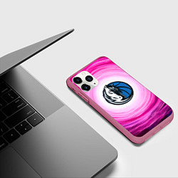 Чехол iPhone 11 Pro матовый Даллас Маверикс в розовом водовороте, цвет: 3D-малиновый — фото 2