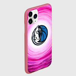 Чехол iPhone 11 Pro матовый Даллас Маверикс в розовом водовороте, цвет: 3D-малиновый — фото 2