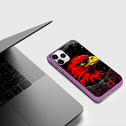 Чехол iPhone 11 Pro матовый Орел Атланта Хокс в стене, цвет: 3D-фиолетовый — фото 2