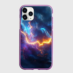 Чехол iPhone 11 Pro матовый Космическая молния текстура, цвет: 3D-фиолетовый