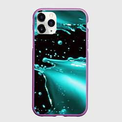 Чехол iPhone 11 Pro матовый Разрыв голубой краски, цвет: 3D-фиолетовый