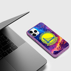 Чехол iPhone 11 Pro матовый Голден Стэйт Уорриорз в космосе, цвет: 3D-фиолетовый — фото 2