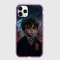 Чехол iPhone 11 Pro матовый Гарри Поттер и замки на фоне, цвет: 3D-фиолетовый