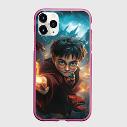 Чехол iPhone 11 Pro матовый Гарри Поттер - магия, цвет: 3D-малиновый
