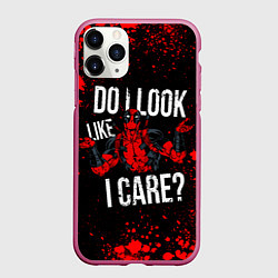 Чехол iPhone 11 Pro матовый Дэдпул - красные брызги, цвет: 3D-малиновый