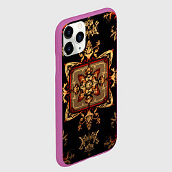 Чехол iPhone 11 Pro матовый Черно-золотые узоры, цвет: 3D-фиолетовый — фото 2