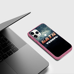 Чехол iPhone 11 Pro матовый Я батя теперь сталь, цвет: 3D-малиновый — фото 2