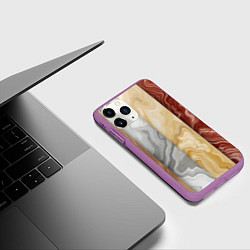 Чехол iPhone 11 Pro матовый Мрамор и дерево, цвет: 3D-фиолетовый — фото 2