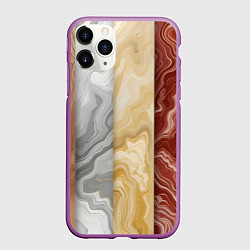 Чехол iPhone 11 Pro матовый Мрамор и дерево, цвет: 3D-фиолетовый