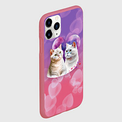 Чехол iPhone 11 Pro матовый Кошачья влюбленность, цвет: 3D-малиновый — фото 2
