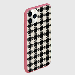 Чехол iPhone 11 Pro матовый Черно белая гусиная лапка, цвет: 3D-малиновый — фото 2