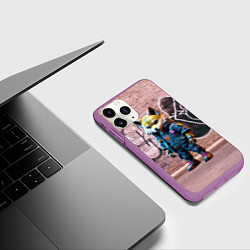 Чехол iPhone 11 Pro матовый Уличный лисёнок на своём районе, цвет: 3D-фиолетовый — фото 2