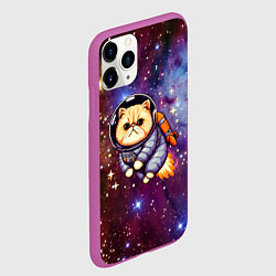 Чехол iPhone 11 Pro матовый Котик космонавт в открытом космосе, цвет: 3D-фиолетовый — фото 2