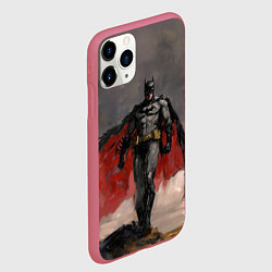 Чехол iPhone 11 Pro матовый Бэтмен стоит на обрыве скалы, цвет: 3D-малиновый — фото 2