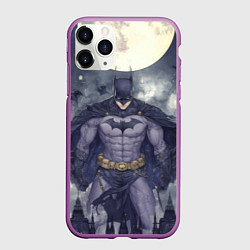 Чехол iPhone 11 Pro матовый Бэтмен и полнолуние, цвет: 3D-фиолетовый