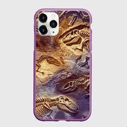 Чехол iPhone 11 Pro матовый Окаменелые динозавры, подарок для палеонтолога, цвет: 3D-фиолетовый