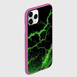 Чехол iPhone 11 Pro матовый Зеленая молния разлома, цвет: 3D-фиолетовый — фото 2