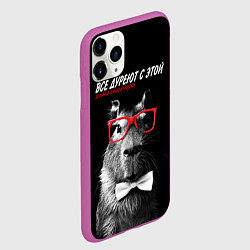 Чехол iPhone 11 Pro матовый Все дуреют с этой интеллигенции, цвет: 3D-фиолетовый — фото 2