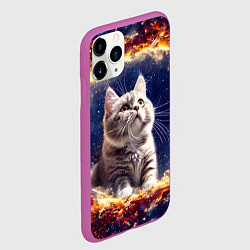 Чехол iPhone 11 Pro матовый Кошка шиншилла в космосе, цвет: 3D-фиолетовый — фото 2