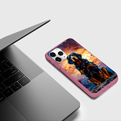 Чехол iPhone 11 Pro матовый Сеттер в космосе, цвет: 3D-малиновый — фото 2