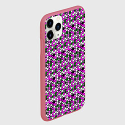 Чехол iPhone 11 Pro матовый Киберпанк шестиугольники фиолетовые, цвет: 3D-малиновый — фото 2