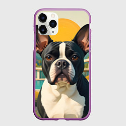 Чехол iPhone 11 Pro матовый Бульдог и лето, цвет: 3D-фиолетовый