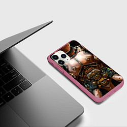 Чехол iPhone 11 Pro матовый Рыцарские доспехи фэнтези Стимпанк, цвет: 3D-малиновый — фото 2
