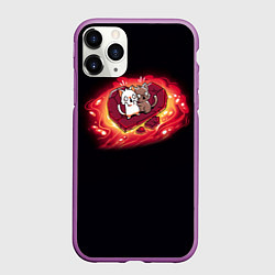 Чехол iPhone 11 Pro матовый Котики на раскаленном сердце, цвет: 3D-фиолетовый