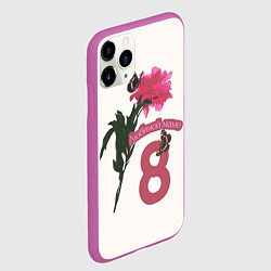 Чехол iPhone 11 Pro матовый Любимой маме пион, цвет: 3D-фиолетовый — фото 2