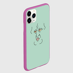 Чехол iPhone 11 Pro матовый Сквидвард Тентаклс гигачад мем, цвет: 3D-фиолетовый — фото 2