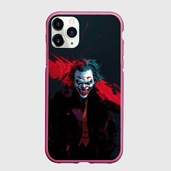Чехол iPhone 11 Pro матовый Джокер и красная полоса краски, цвет: 3D-малиновый