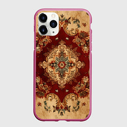 Чехол iPhone 11 Pro матовый Классический ковер - текстура, цвет: 3D-малиновый
