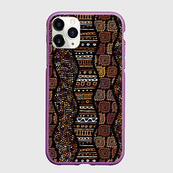 Чехол iPhone 11 Pro матовый Африканский орнамент этнический, цвет: 3D-фиолетовый