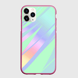 Чехол iPhone 11 Pro матовый Светлый зелёный мятный с полосами градиент, цвет: 3D-малиновый