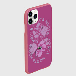 Чехол iPhone 11 Pro матовый Восьмое марта шмель и гортензия, цвет: 3D-малиновый — фото 2