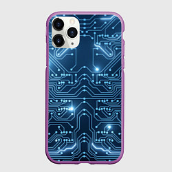 Чехол iPhone 11 Pro матовый Системная плата, цвет: 3D-фиолетовый