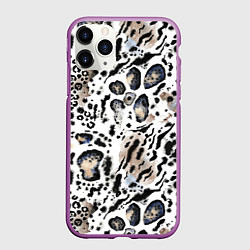 Чехол iPhone 11 Pro матовый Пятна леопарда абстрактные, цвет: 3D-фиолетовый