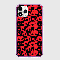 Чехол iPhone 11 Pro матовый Тузы черно-красные, цвет: 3D-фиолетовый