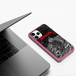 Чехол iPhone 11 Pro матовый Metallica - scavenger on the skull, цвет: 3D-малиновый — фото 2