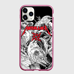 Чехол iPhone 11 Pro матовый Metallica - rats and crows, цвет: 3D-малиновый