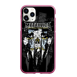 Чехол iPhone 11 Pro матовый Metallica - skull with fangs, цвет: 3D-малиновый